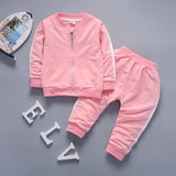 2019 Spring Baby Casual Tracksuit Children Boy Girl Cotton Zipper Jacket Pants 2Pcs/Sets Kids Leisur