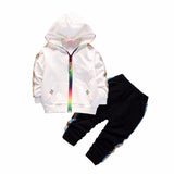 2019 Spring Baby Casual Tracksuit Children Boy Girl Cotton Zipper Jacket Pants 2Pcs/Sets Kids Leisur