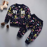 2019 Spring Baby Casual Tracksuit Children Boy Girl Cotton Zipper Jacket Pants 2Pcs/Sets Kids Leisur