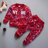 2019 Spring Baby Casual Tracksuit Children Boy Girl Cotton Zipper Jacket Pants 2Pcs/Sets Kids Leisur