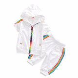 2019 Spring Baby Casual Tracksuit Children Boy Girl Cotton Zipper Jacket Pants 2Pcs/Sets Kids Leisur