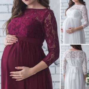 Pregnant Mother Dress New Maternity Photography Props Women Pregnancy Clothes Lace Dress F