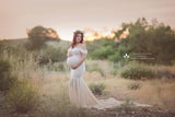 Maternity photography props Pregnancy Cloth Cotton+Chiffon Maternity Off Shoulder Half Circle G