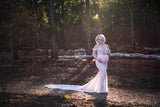 Maternity photography props Pregnancy Cloth Cotton+Chiffon Maternity Off Shoulder Half Circle G