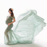 Maternity photography props Pregnancy Cloth Cotton+Chiffon Maternity Off Shoulder Half Circle G