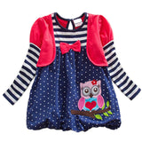 DXTON 2018 New Girls Dresses Long Sleeve Baby Girls Winter Dresses Kids Cotton Clothing Casual D