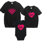 Summer Family Look Shirt Mommy and Me Clothes Love WIFI Battery 2019 Family Matching T Shirt