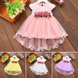 Cute Baby Girls Summer Floral Dress Princess Party Tulle Flower Dresses Toddler Infant Girls Mesh T